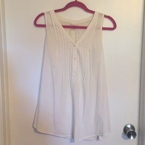 Merona White Pleated Sleeveless Blouse Sz M